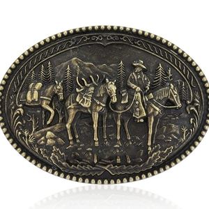 New beautiful gold western pack horses horse and rider belt buckle.